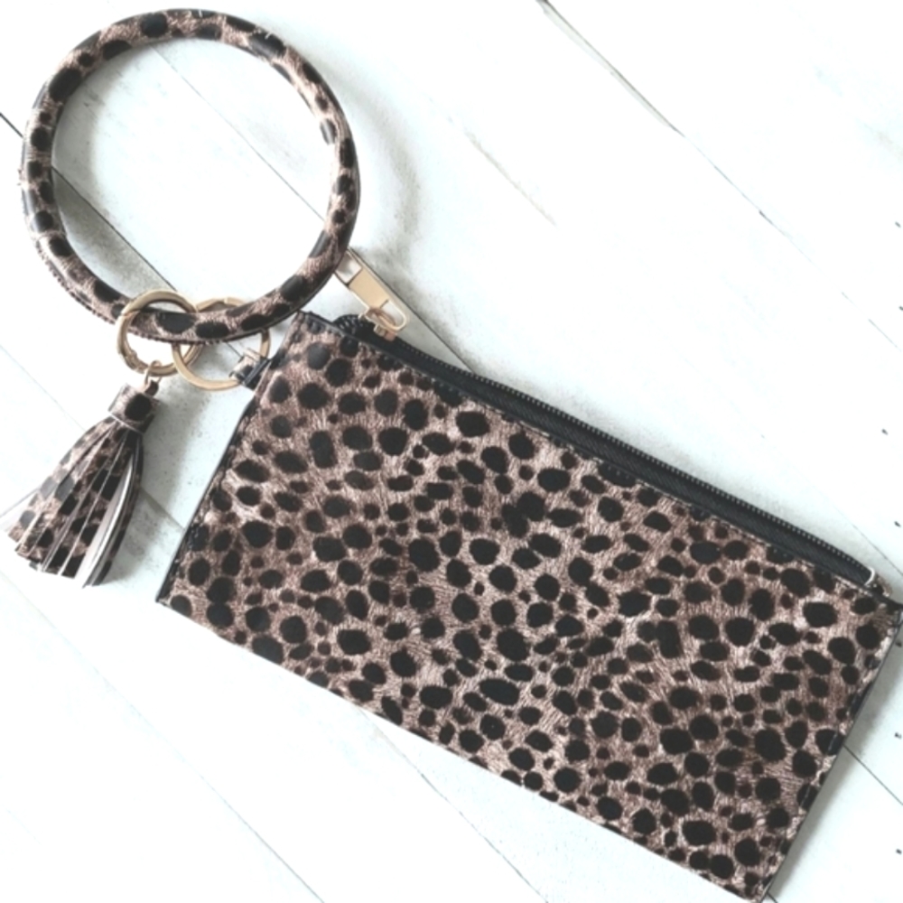 Cheetah Mini Clutch with Bangle - Brown